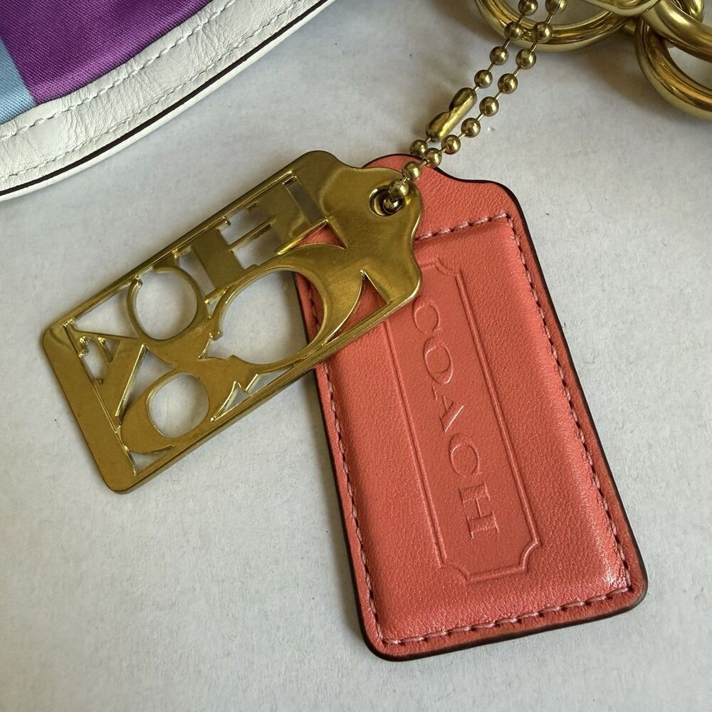 Coach Hampton Floral Applique Straw Weekend Coral White Tote Shoulder Bag 19347 - Picture 7 of 16